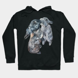 Gorgeous bunny painting 'having kisses'! Hoodie